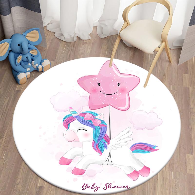 Unicorn Kids Rugs for Living Room Rugs Kids Animal Rugs Kids Games Round Rugs In Kids Room Home Decor Floor Mats