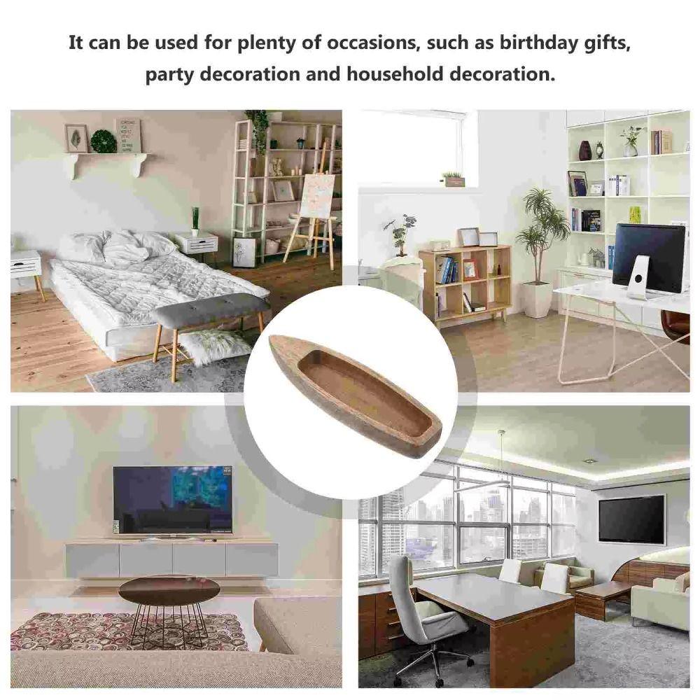 Unfinished Wooden Boat Decor Natural Wooden Boat Model Ornaments Office Decoration