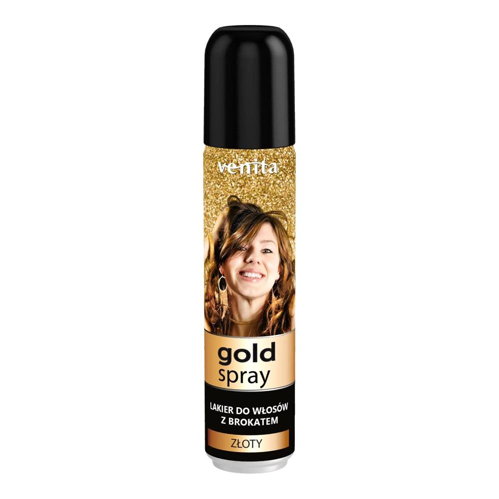 Venita Luxe Radiant Gold Glitter Hair Spray 75ml - Professional Shine and Style Booster