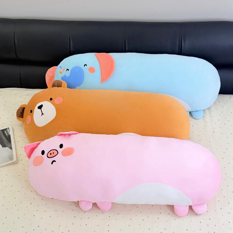 Amusing Long Body Bear Piggy Elephant Plush Pillow Soft Fluffy Cartoon Animal Throw Pillow Lovely Home Decor Nice Gift To Family