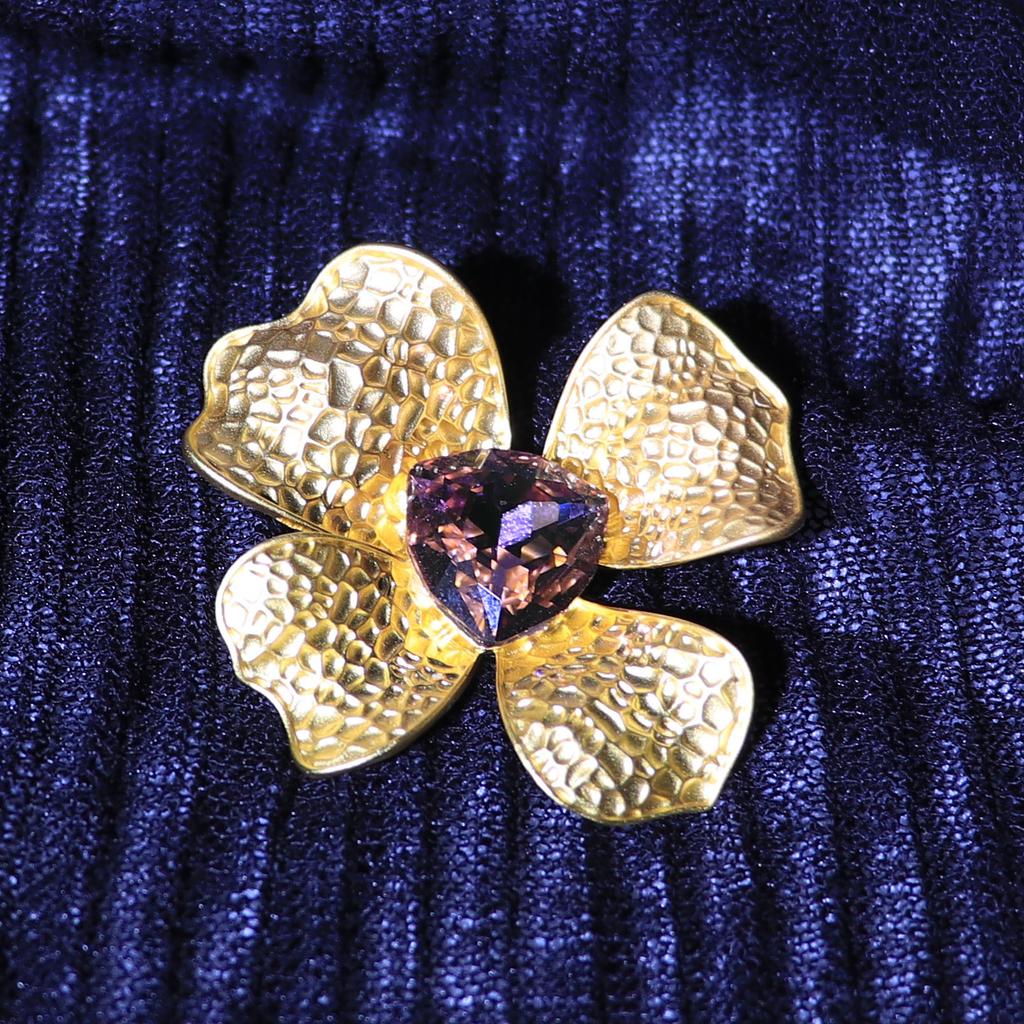 Matte Gold Delicate Anti-Light Corsage Dress Buckle Crystal Glass Women'S Accessories Shirt Bag Clothing Decorative Brooch