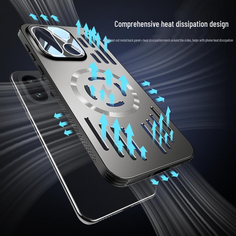 OnePlus 15 Stoßfeste Airbag-Hülle: Eisaluminium, Magnetische Wärmeableitung, Mattes Metall, Leichtgewicht.