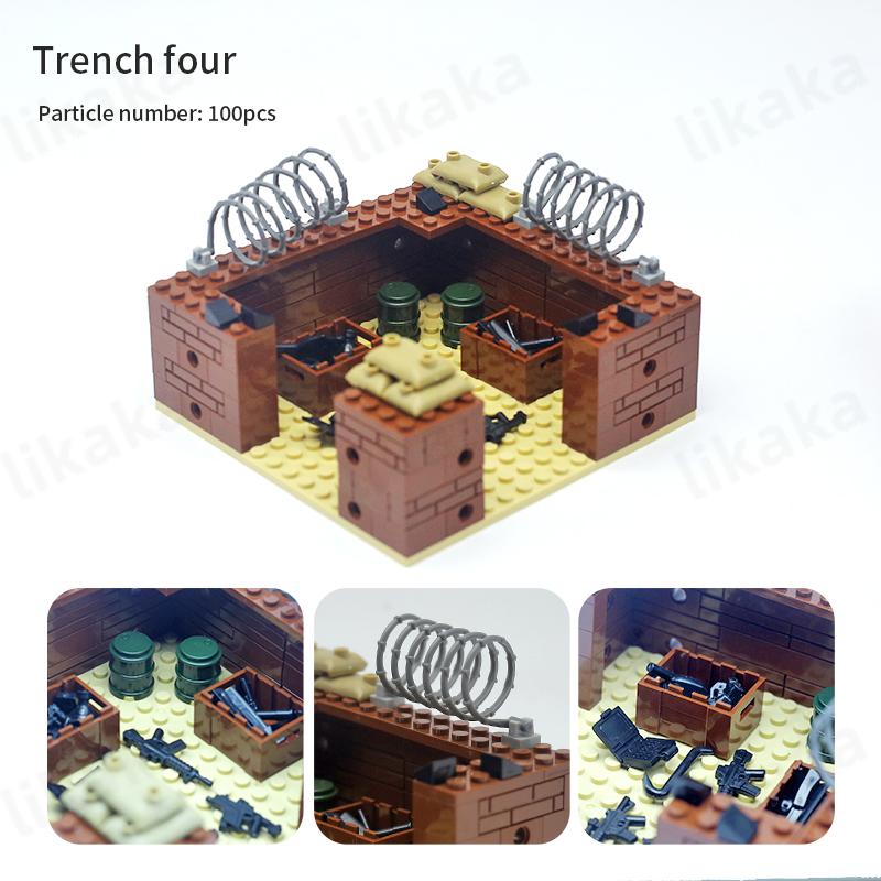 

Moc Military Trench Construction Blocks Military Base Blocks Plaything Set Fitting Military Weapon Blocks Parts Diy Toys For Boys Gift