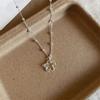 Silver Tone Flower Pendant Necklace for Women with Open Outline Design, Alloy Chain Jewelry for Date Night, Daily Wear and Commute Looks