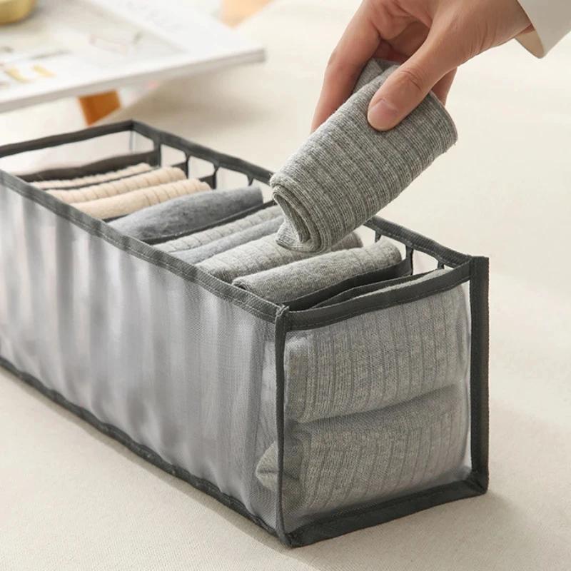 3 Pcs Underwear Storage Box  Foldable Translucent Foldable Panty Drawer Organizer Bra Organizer Breathable Mesh Bag For Wardrobe