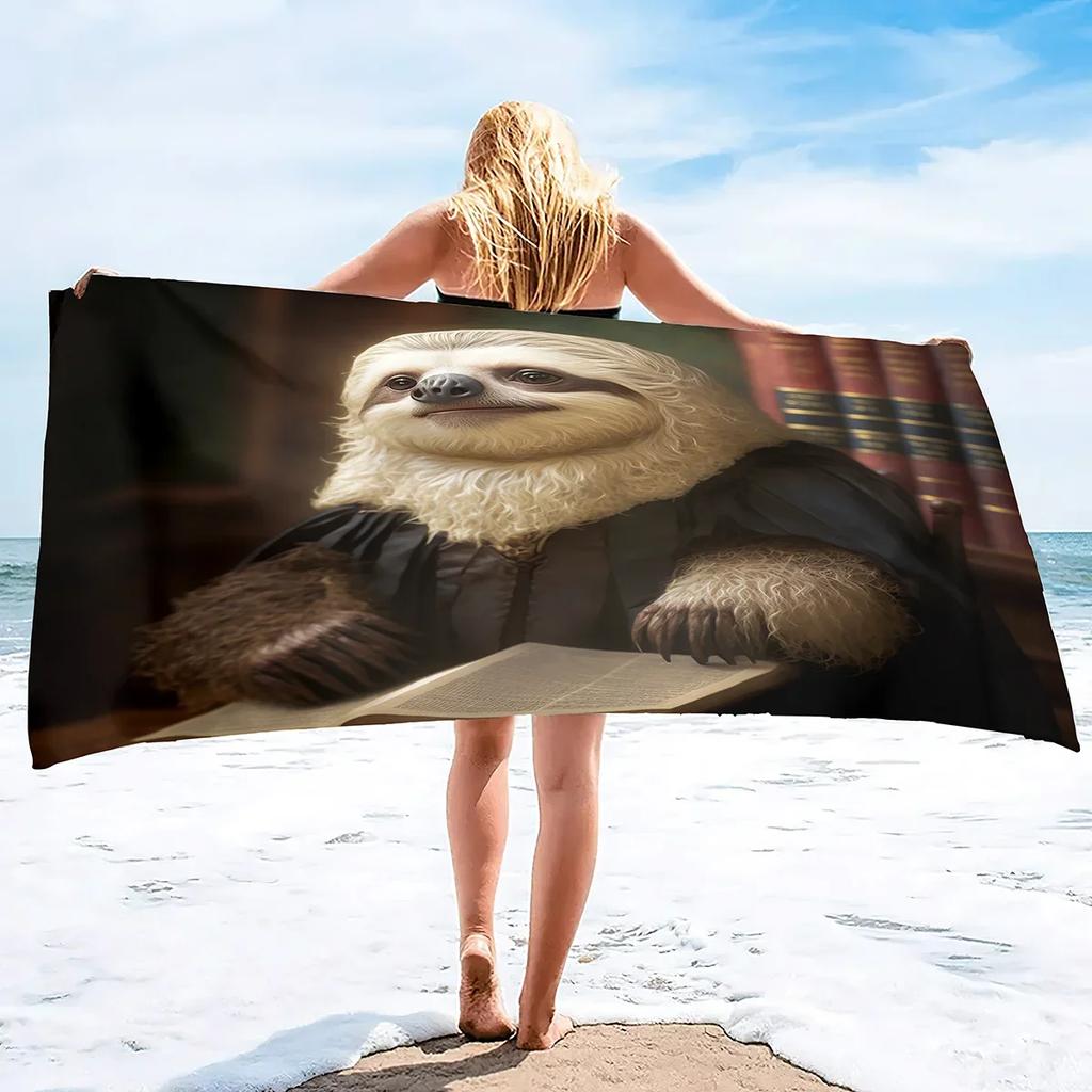 3D Strandlaken, Schattige Luiaard Tropische Bloemen Zachte Badlakens Zeer Absorberend Sneldrogend Bad Washandjes voor Hotel Spa Douchebadjas