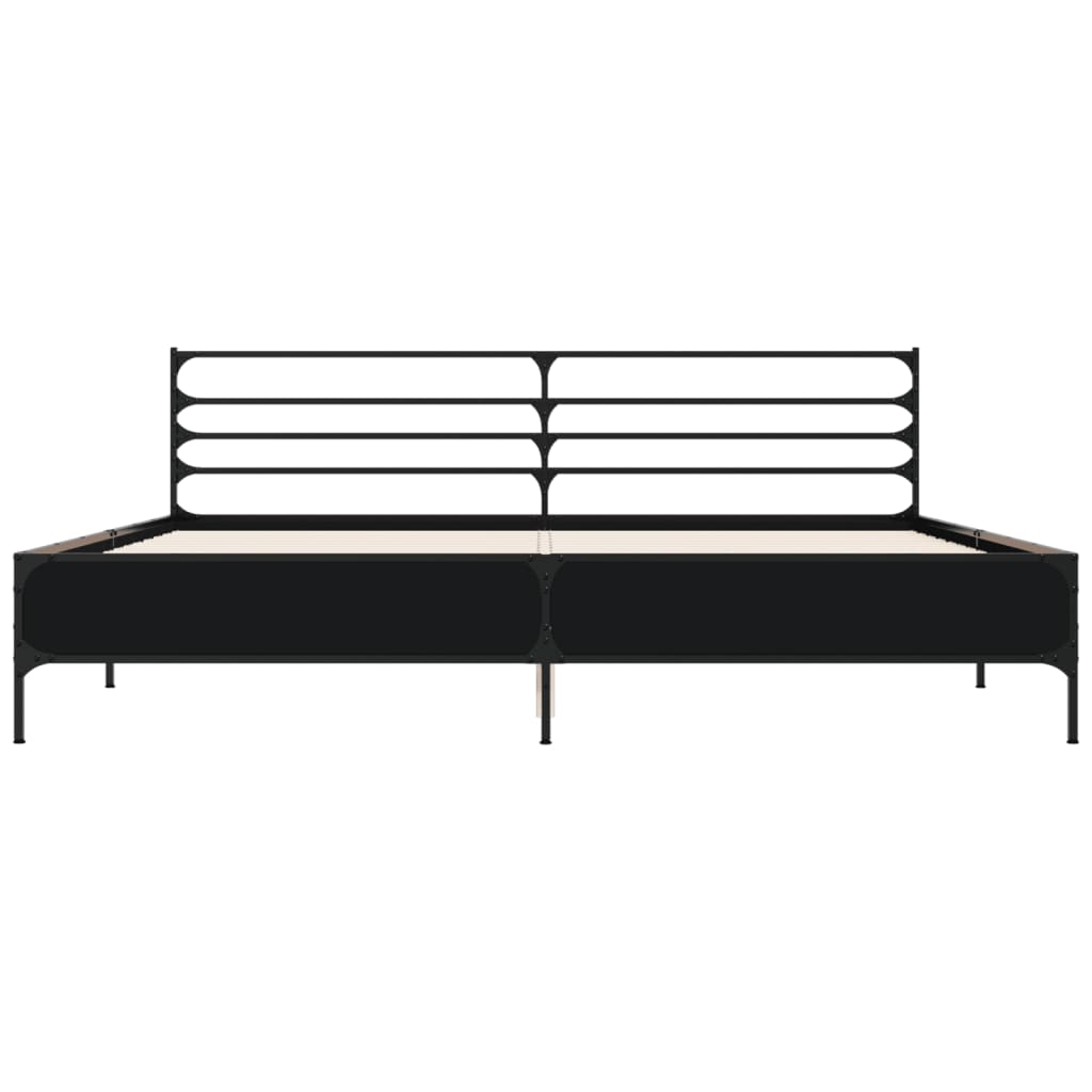 Bed Frame Black 180x200 cm Particleboard and Metal