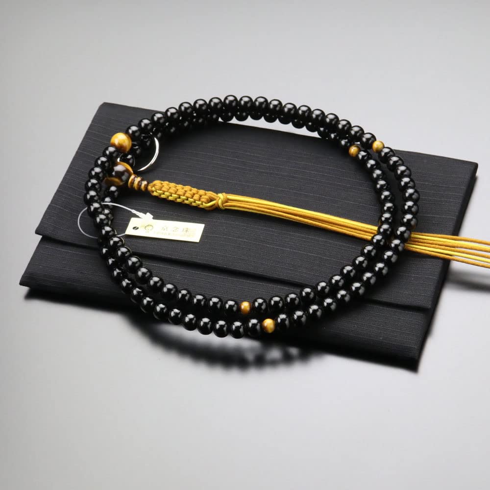 Soto Zen Buddhist Bønneperler for Menn Shakuni Ebony Tiger Eye Stone Ekte Sølvbånd Bønneperler Kyoto Bønneperler Kyoto 108 doble perler