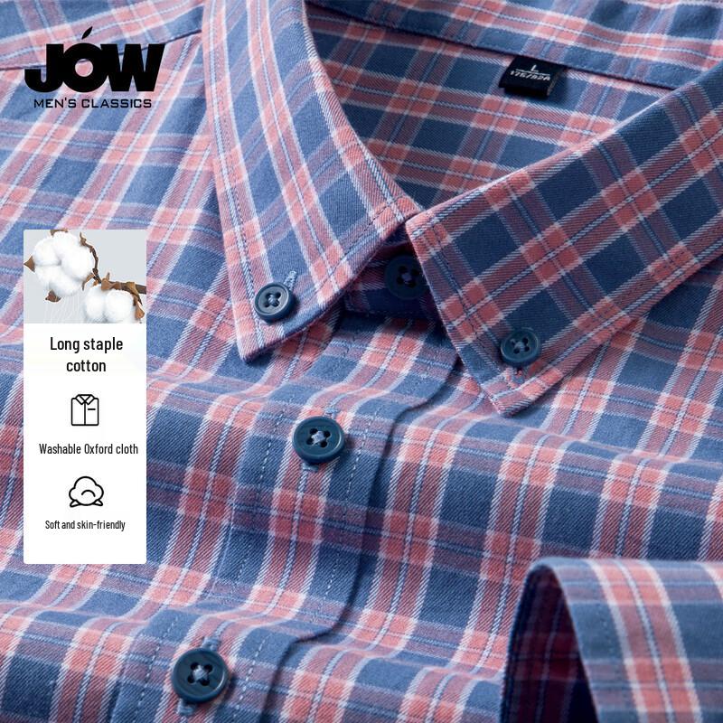JOW Men s Long-Sleeve Plaid Business Shirt 4XL