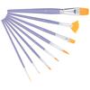 8Pcs Painting Brush Set Nylon Wool Flat Tip Watercolor Acrylic Painting Tools for Arts