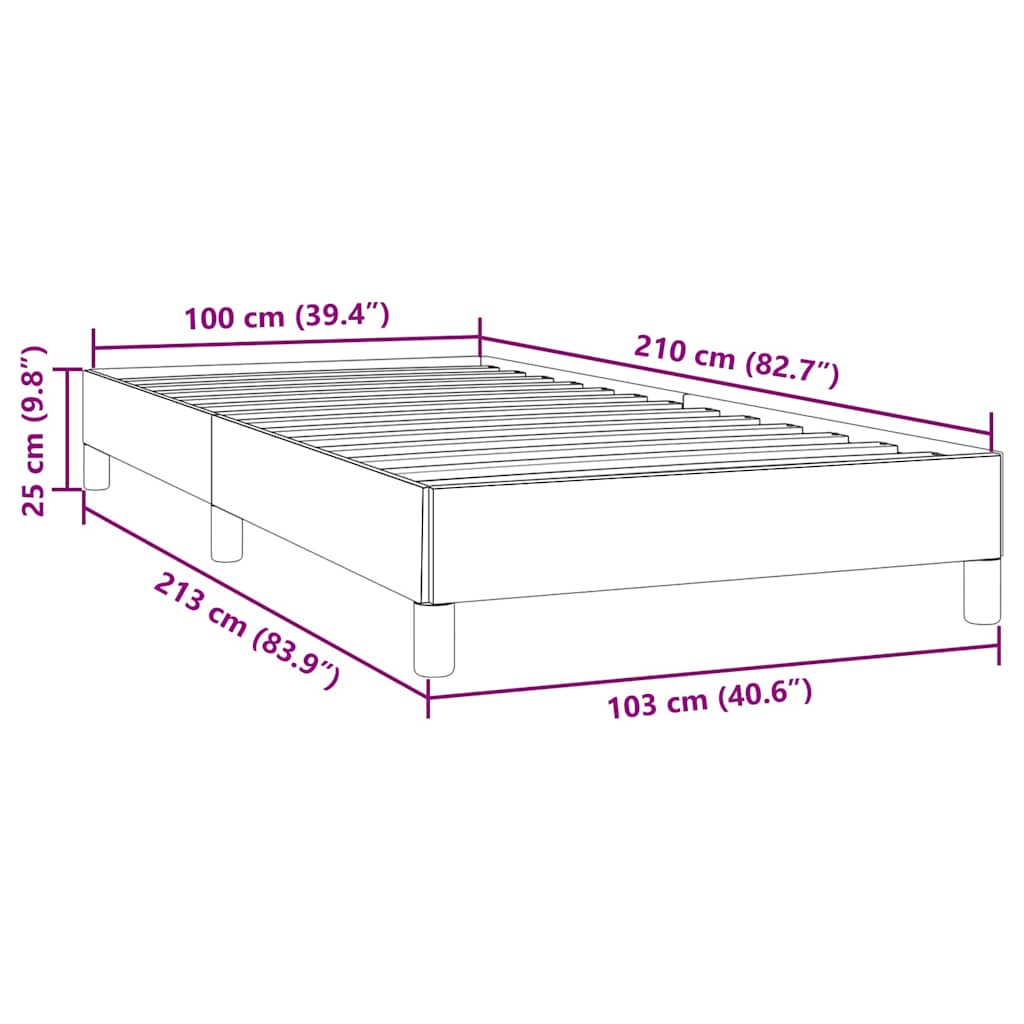 Box Spring Bed Without Mattress Dark Blue 100 x 210 cm Velvet