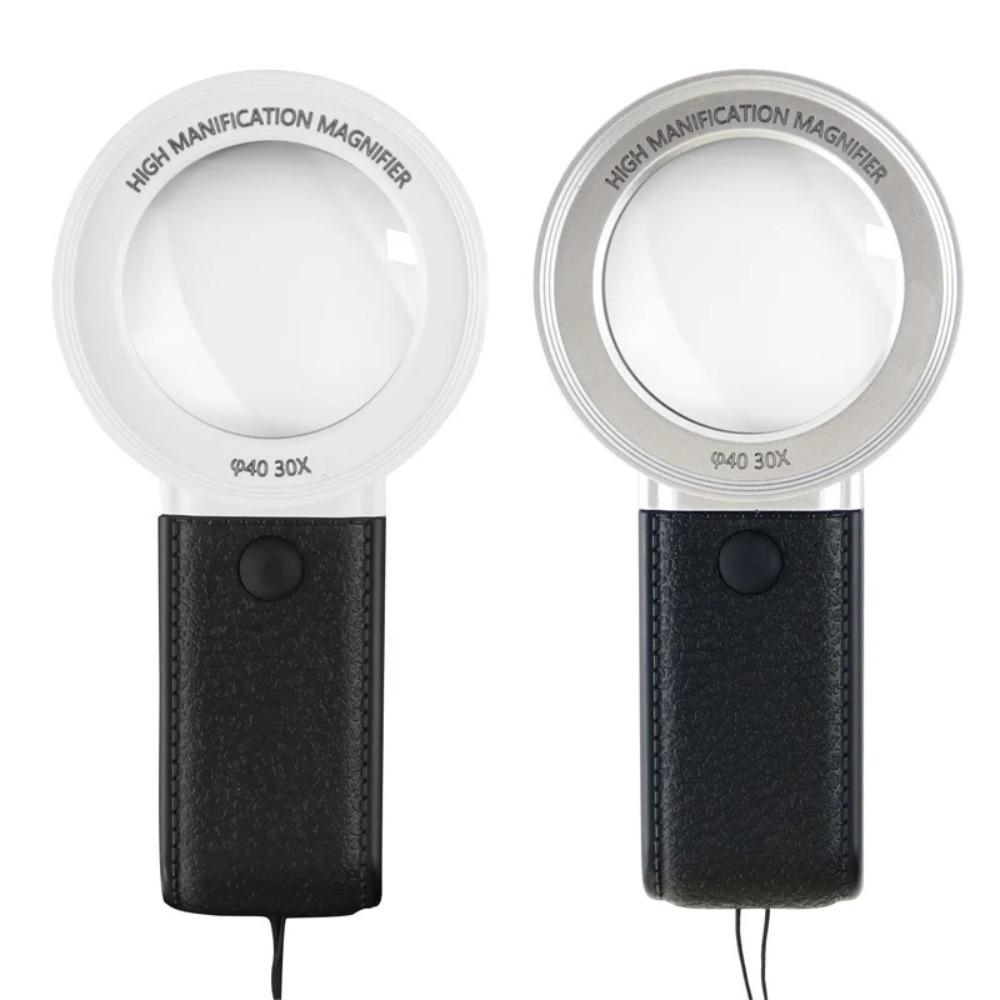 Handheld 30X Magnifying Glass with Professional LED Light Jewelry Appraisal Magnifying Glass