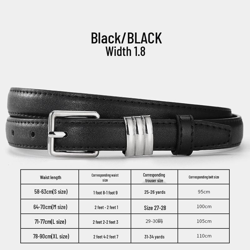 

2025 Women s Thin Leather Belt with Pin Buckle - Fashionable, Simple, Versatile Waist Chain for Jeans, Korean Style Trend 100 cm
