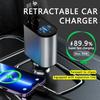 106W 4 IN 1 Retractable Car Charger USB Type C Fast Charger Digital Display Cigarette Lighter Adapter PD QC3.0 for IPhone/Samsun