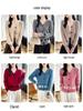 Women's V-Neck Oversized Cable Knit Color Block Cardigan - Casual Long Sleeve Wool Sweater