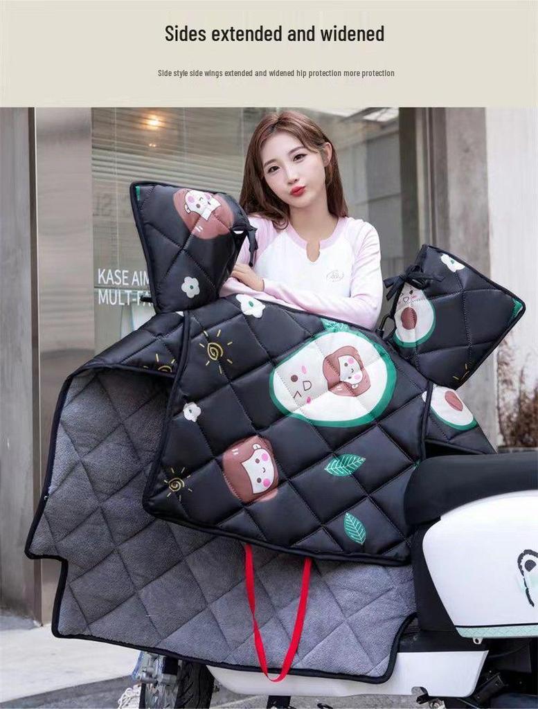 Thickened Waterproof Fleece-lined Windshield for Electric Vehicles - Cold-Proof Cover for Spring, Autumn, and Winter