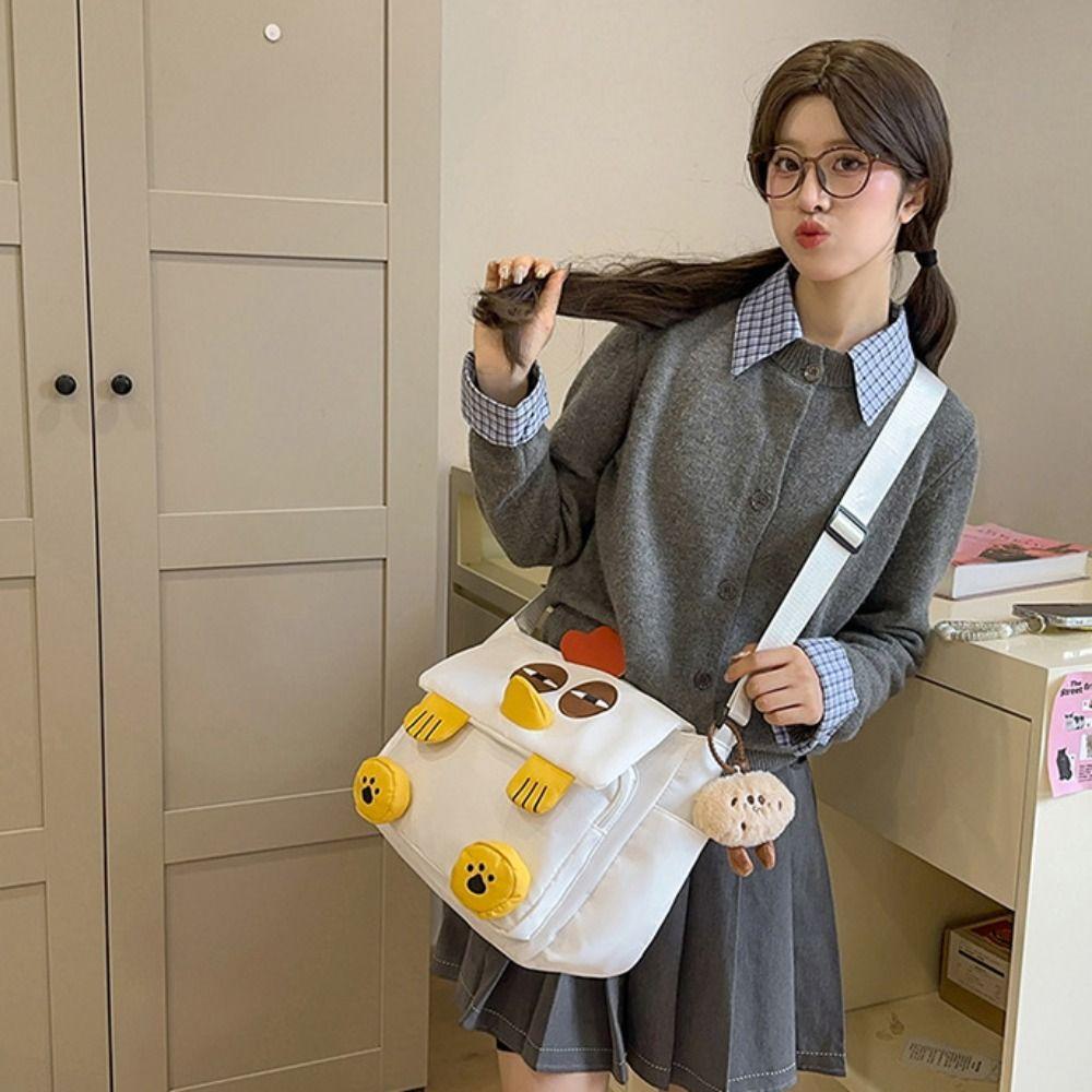 Cartoon Hen Shape School Bag Cute Students Book Bag Fashion Chicken Nylon Shoulder Bag  Travel