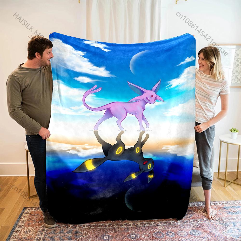 Japanese Games Umbreon and Sylveon Print Cartoon Blanket Flannel Fluffy Soft Blanket for Adult Kids Plush Sofa Bed Car Camping