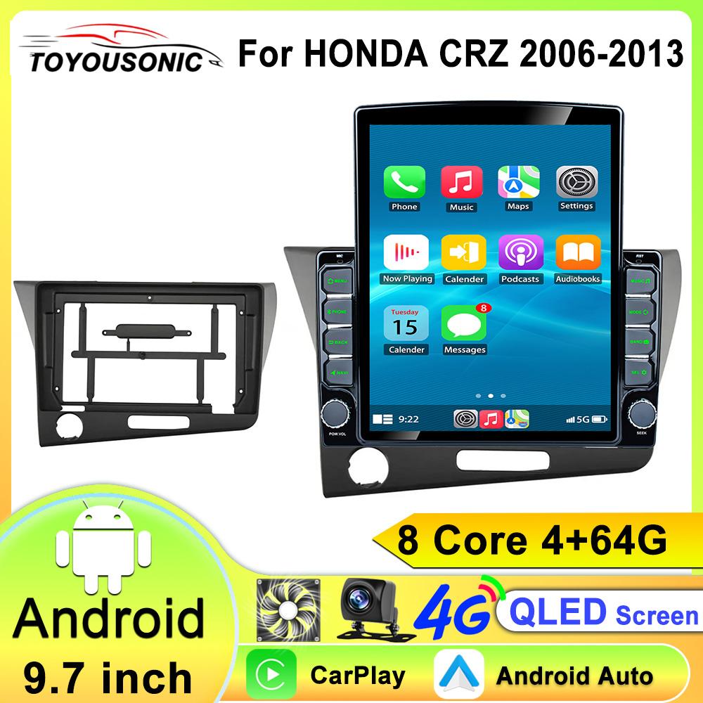Android Autoradio für HONDA CRZ CR-Z 2006 2013 Stereo GPS Navigation Video Multimedia Player 4G 8-Kern 9,7 Zoll Kassettenrekorder