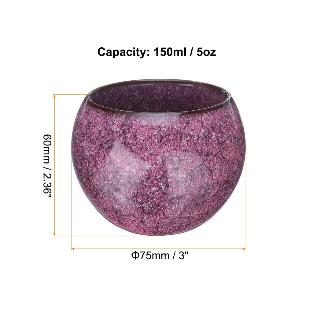 Uxcell Handmade Tea Bowl Set of 4, 150ml  5oz, Kiln-Made, Chinese-Japanese Ceramic Tea Bowls, Perfect for Gongfu Tea Sets or Home Gifts, Pink