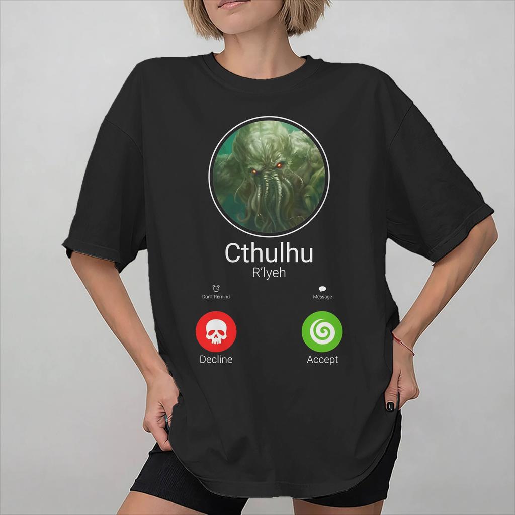 Unisex Women Graphic Printed Call Of Cthulhu Lovecraft T Shirt Tee Cotton Tshirts Clothing