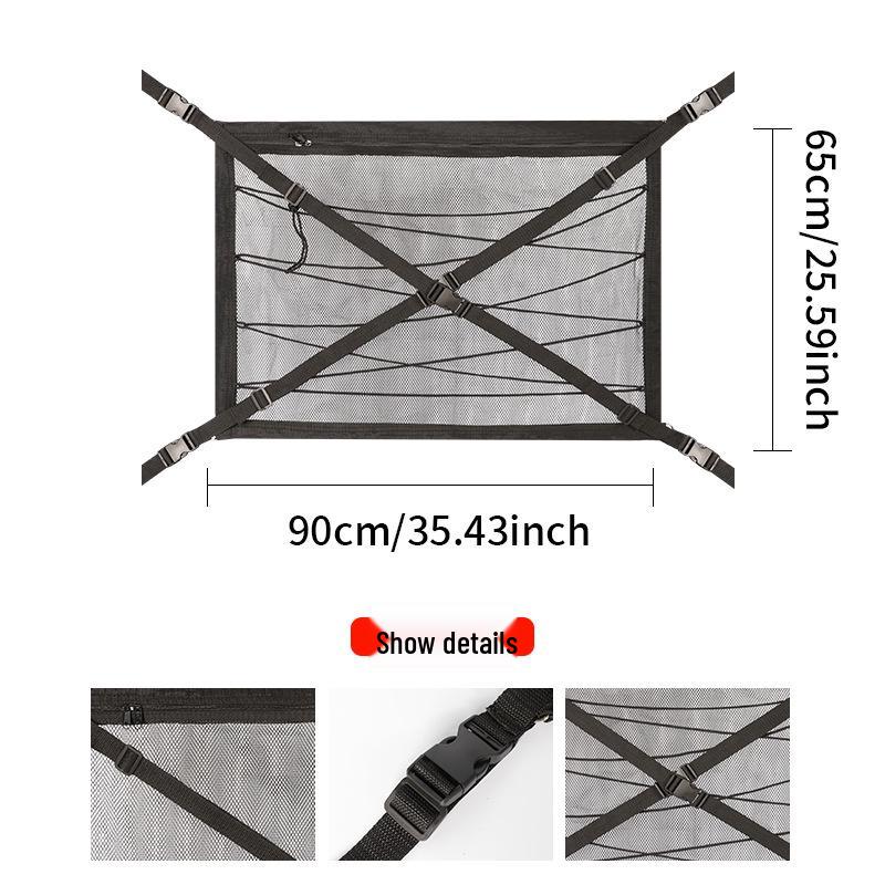 Car Roof Storage Mesh Pocket with Cross Direct Buckle - Dual Use Net for Car Roof Storage