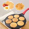 Stekepanne med 7 hull, non-stick, for pannekaker, frokostpanne med pregede former, stekepanne med flere hull og varmebestandig håndtak, kun for gasskomfyr