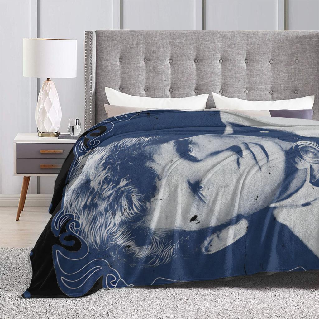 Johnny Hallyday Soft Warm Blanket Girls Boys Plush Throw Blanket Pattern Couch Chair Flannel Bedspread Sofa Bed Cover