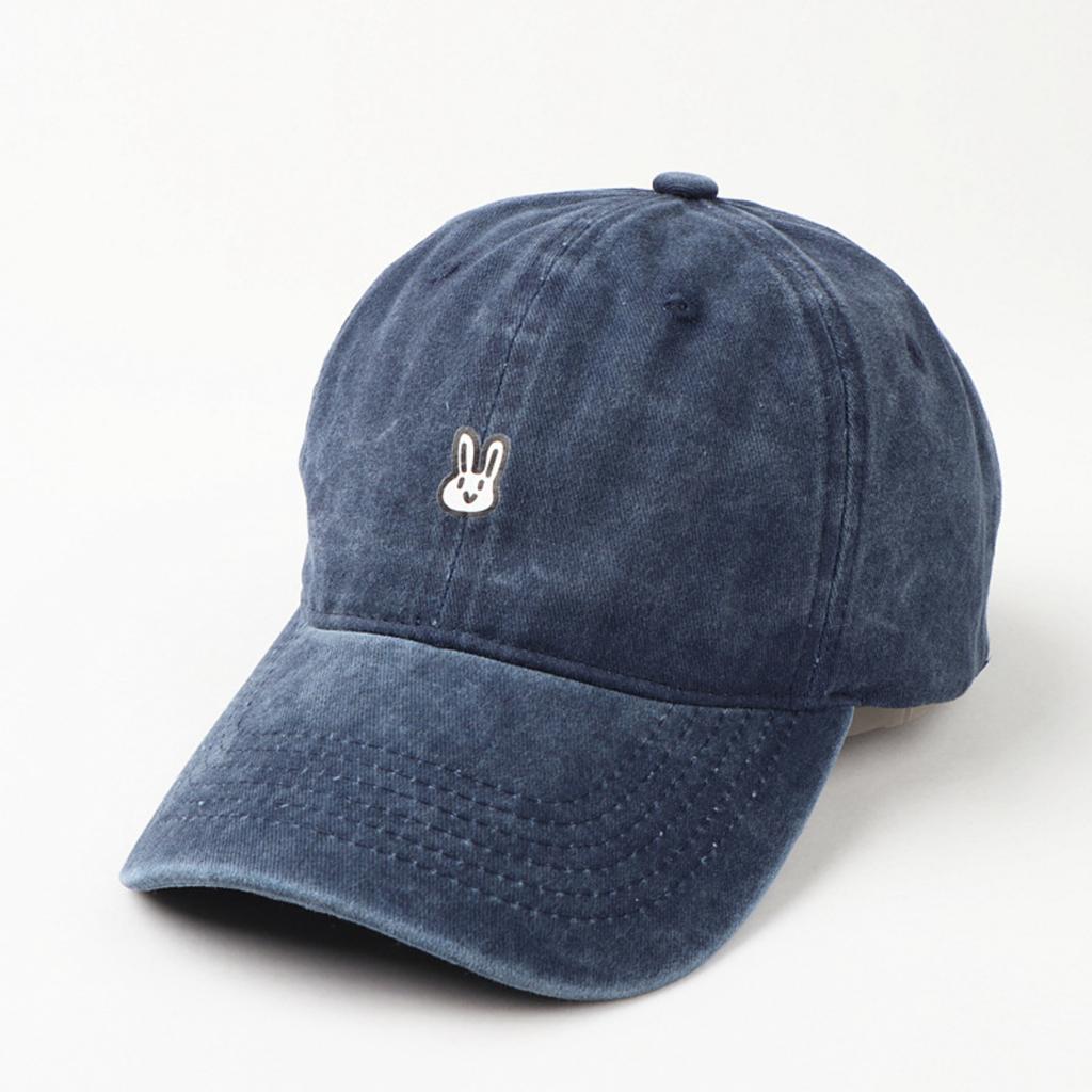 Washed Cotton Baseball Cap with Cartoon Embroidered Design Adjustable Strap Classic Unstructured Fit Casual Outdoor Headwear