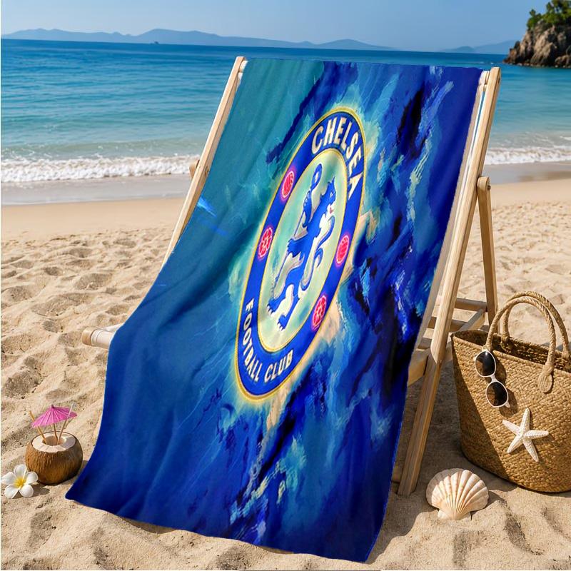 Asciugamano da Spiaggia con Logo Blu del Chelsea Football Club, Asciugamano da Spiaggia in Microfibra, Leggero e Asciugatura Rapida, per Viaggi Estivi, Piscina, Regalo di Compleanno per Fan