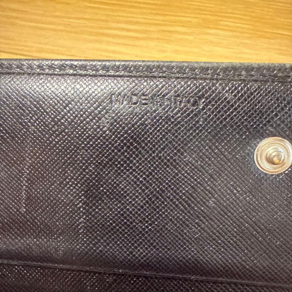 Used PRADA Saffiano Leather Long Wallet Black