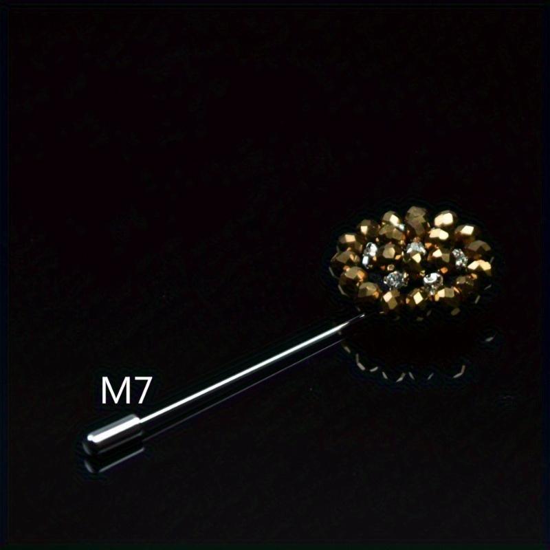 Fashion Crystal Flower Men's Brooches Long Brooch Pins Handmade Men's Lapel Pin for Suits Rhinestone Men Fashion Jewelry