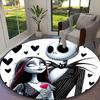 1pc Jack And Sally Christmas Tree Floral Rug, Digital Printed Home Chair Sofa Mat, Durable Office Round Carpet, Beautiful Festival Decorations