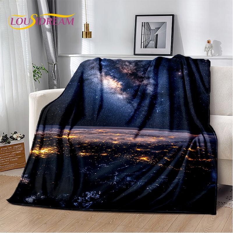 Universe Space Stars Black Hole Galaxy Earth Milky Way Soft Blanket,Soft Throw Blanket for Home Bedroom Bed Sofa Cover kid Gift