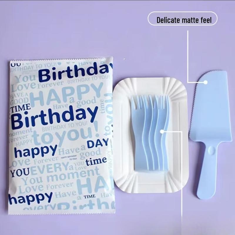 Disposable Birthday Cutlery & Plate Set - Silent Cherry Blossom