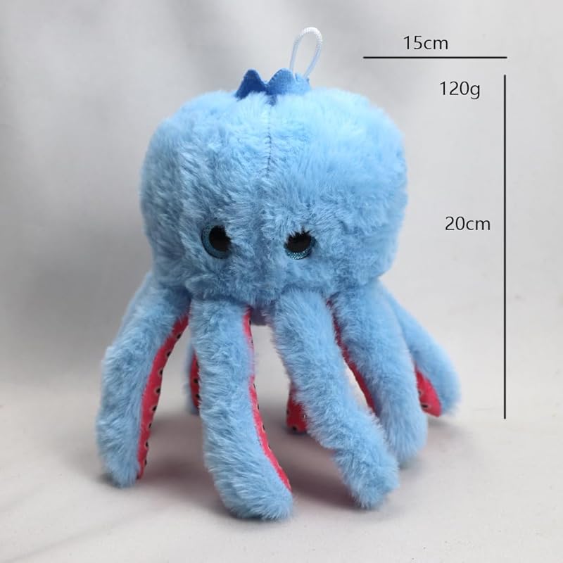Italian Brain Lot Blueberini Octopussini Plush Toy, 20cm Throw Pillow, Soft, Cute, and Fun, Room Decor, Figurine, Kids' Holiday Gift (Q)