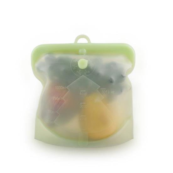 Semi Transparent Self-Sealed Silicone Kitchen Fridge Food Storage Bag Organizer