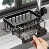 Space Aluminum Sink Organizer with Dishcloth Holder & Drain Tray