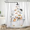 Cute Raining Cats Dogs Shower Curtain For Bathroom Decor Cartoon Animals Pets Playing Water In Bathtub Kids Bath Curtain Set