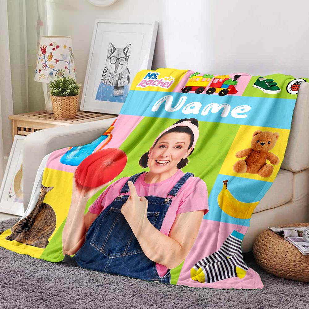 Customiz Name Personality Ms. Rachel  Blanket Soft &Warm Sofa Office Bed Travel Lunch Break Blanket, Gift Suitable All Seasons