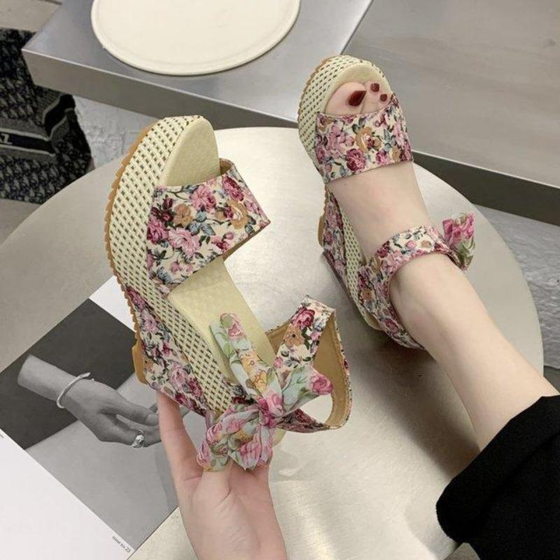 INS Spitze Freizeit Frauen Keile Mit Hohen Absätzen Frauen Schuhe Sommer Sandalen Partei Plattform High Heels Schuhe Frau