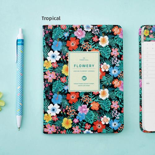 New Arrival Cute PU Leather Floral Flower Schedule Book Diary Weekly Planner Notebook School Office Supplies Stationery