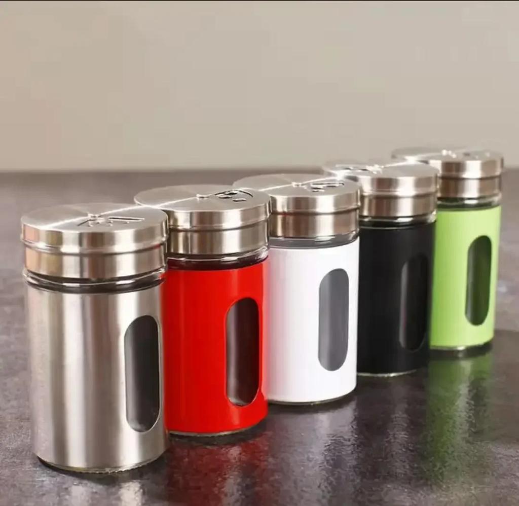 Kryddflaska i rostfritt stål Pepparkornskryddflaska Utomhusgrillverktyg Poröst roterande lock Kryddflaska