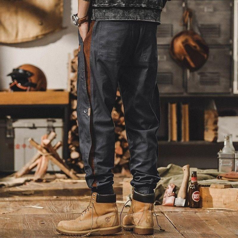 American Retro Workwear Men Thickened Velvet Autumn Winter Loose Leggings Versatile Outdoor Casual Trousers