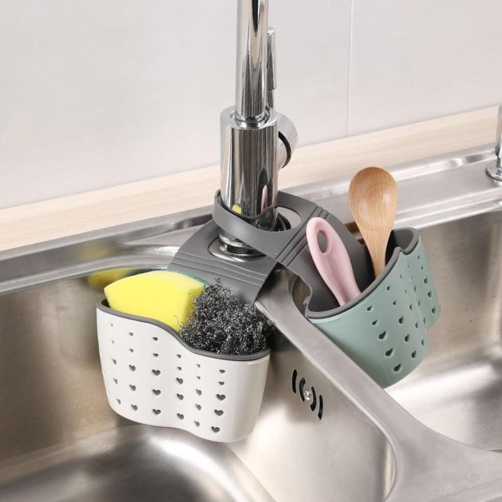 Hanging Storage Drain Basket Silicone Organizer Kitchen Sink Holder Adjustable Kitchen Accessories Faucet Holder Rack Household