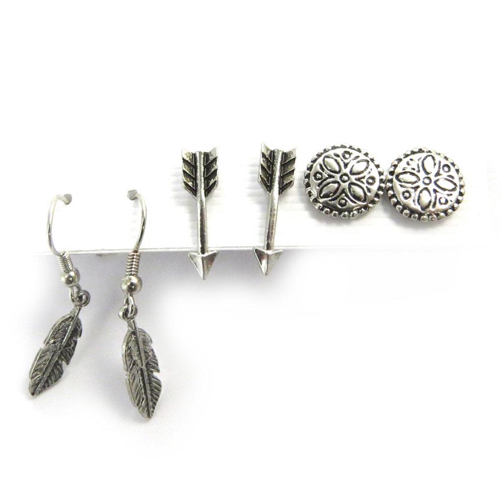 Les Trésors De Lily [N1788] - 3 Paar silberne Navajos-Ohrringe