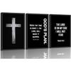 3Pcs Jesus Cross Canvas Wall Art Black and White Scripture Poster Christian Pirational Painting Picture Catholic Religious Bible Wall Decor for