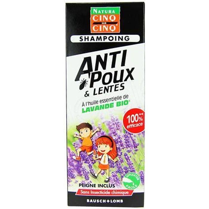 Cinq sur Cinq Shampooing Anti-Poux et Lentes à l'Huile Essentielle de Lavande Bio 100 ml
