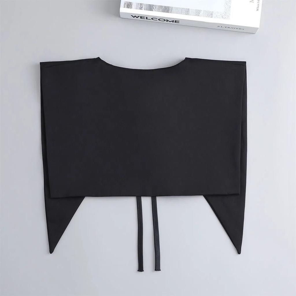 Frühling und Herbst Vielseitiges Artefakt Falscher Kragen Schwarzer Riemenschal Altersreduzierendes Designgefühl für Damen Außerhalb Der Kleinen Weste