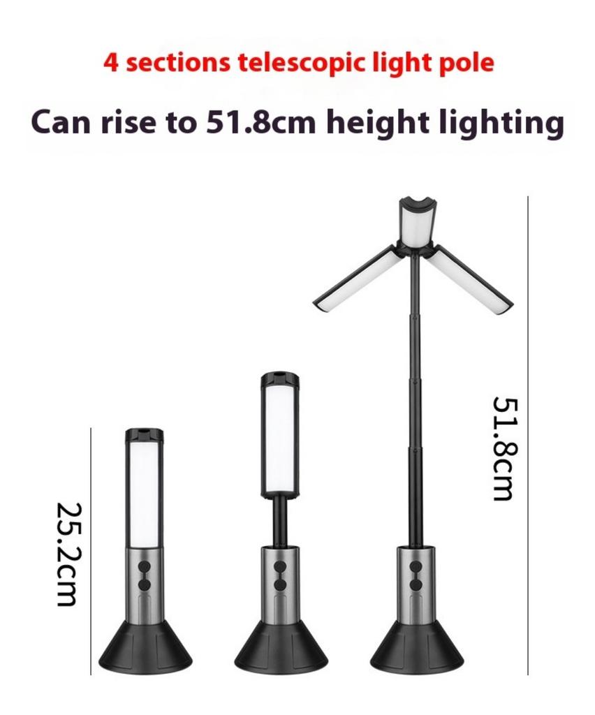 Folding Camping Lamp Rechargeable Tent Hanging Light Portable Flashlight Multifunction Table Lamp Reading Lamp Emergency Light